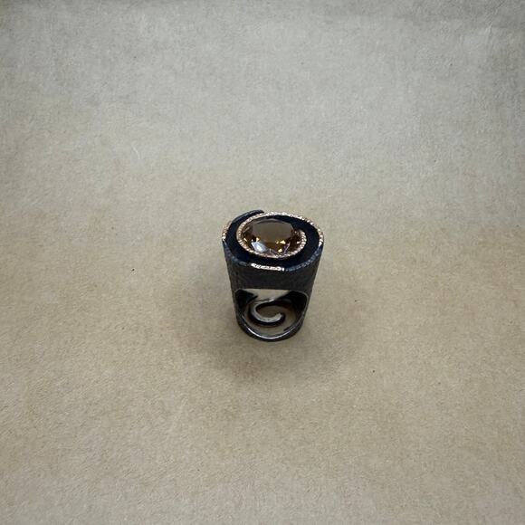 Turkish Zultanite Gem Hammered Black Rhodium 925 Sterling Silver and Gold Ring - Picture 5 of 16